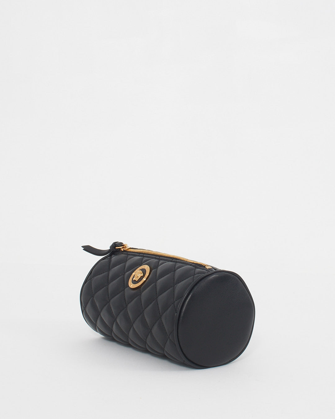 Versace Pochette cylindrique en cuir matelassé noir Medusa Head