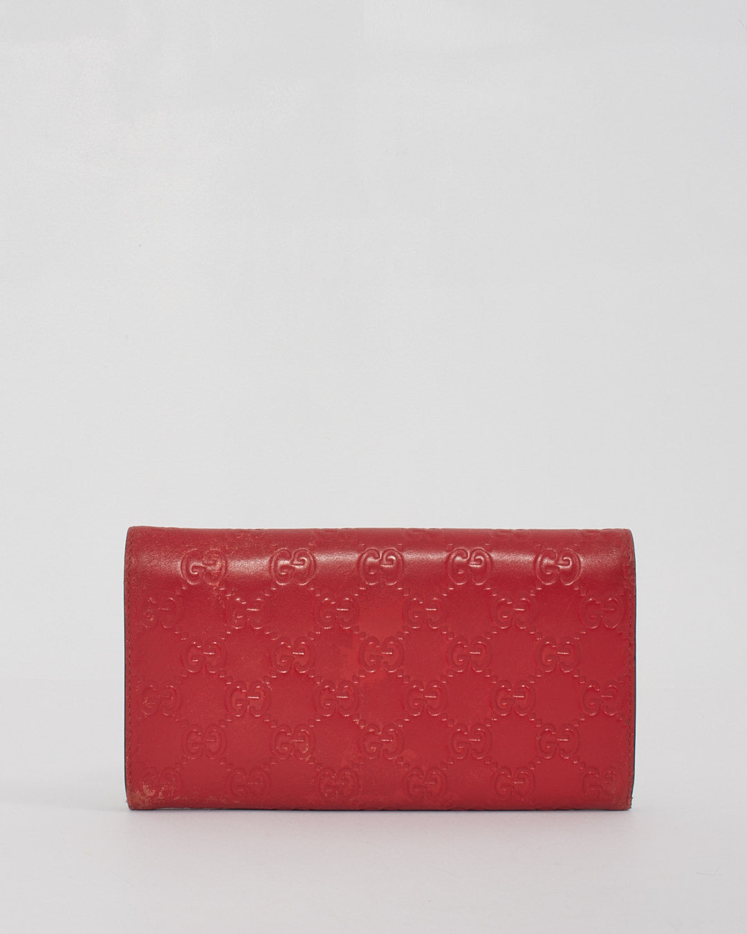 Gucci Red Leather Guccissima Bow Continental Wallet