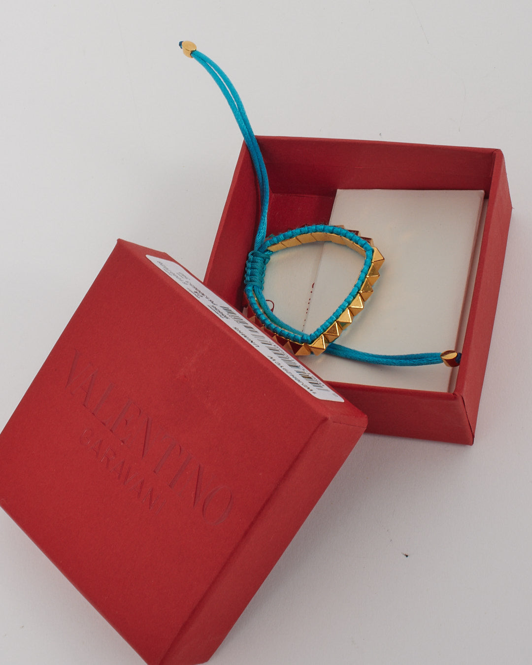 Bracelet à tige doré en cordon bleu sarcelle Valentino