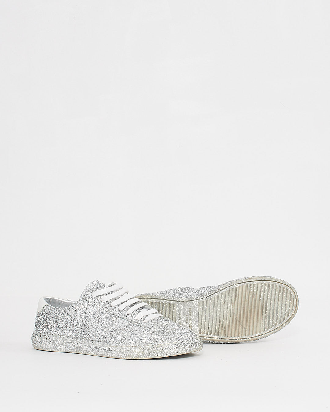 Saint Laurent Silver Glitter Andy Low-Top Sneakers - 39