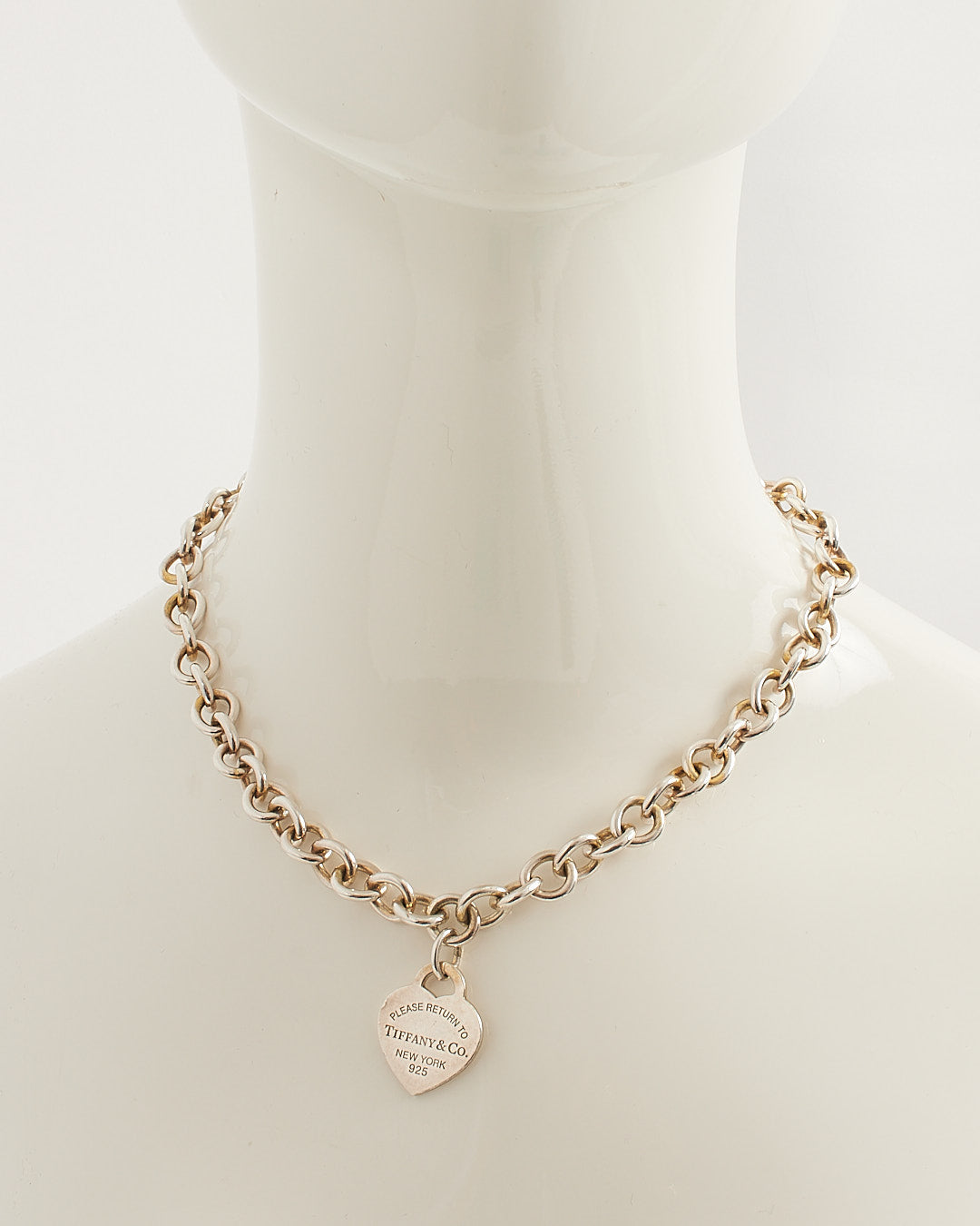 Tiffany &amp; Co. Collier pendentif en argent sterling Retour à Tiffany avec étiquette en forme de cœur