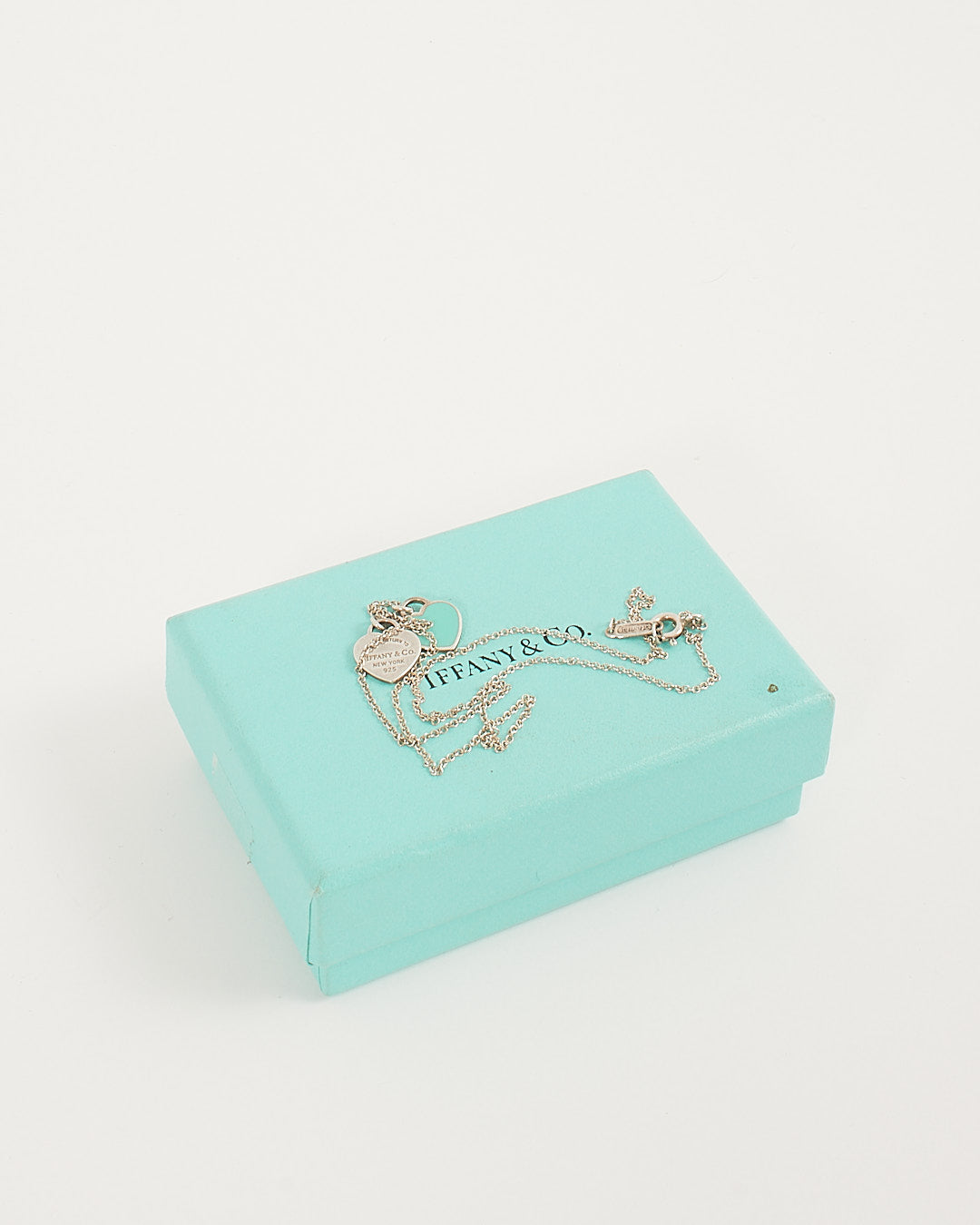 Tiffany &amp; Co Collier double cœur bleu en argent sterling