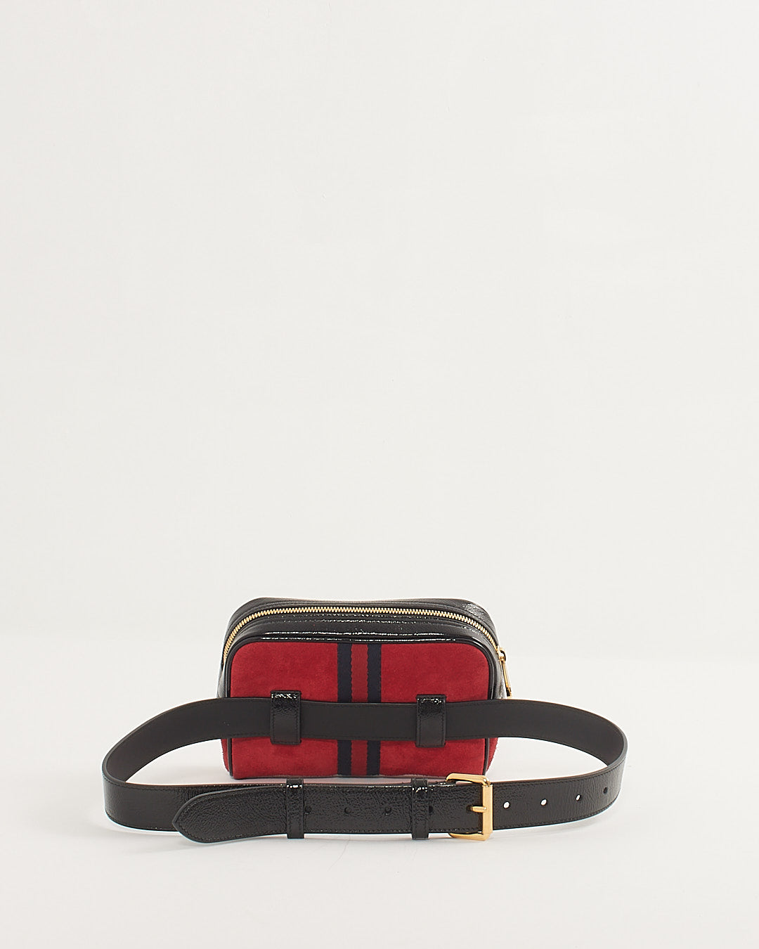 Gucci Petit sac banane Ophidia avec bordure en cuir verni rouge / noir - 85/34