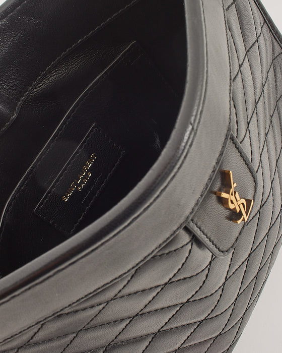 Saint Laurent Black Quilted Logo Victoire Shoulder Bag RETYCHE