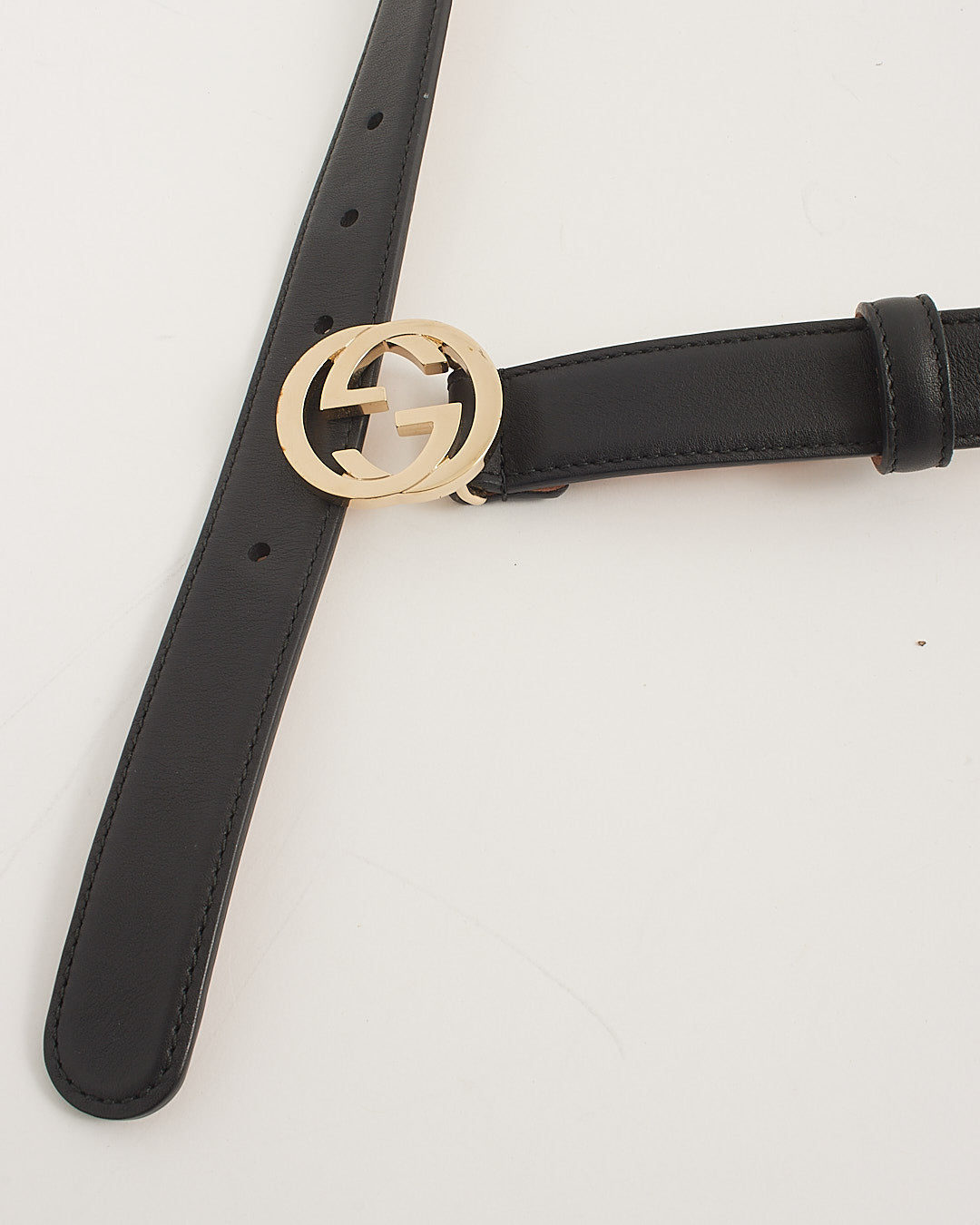 Gucci Black Leather Gold Interlocking GG Belt - 90 / 36
