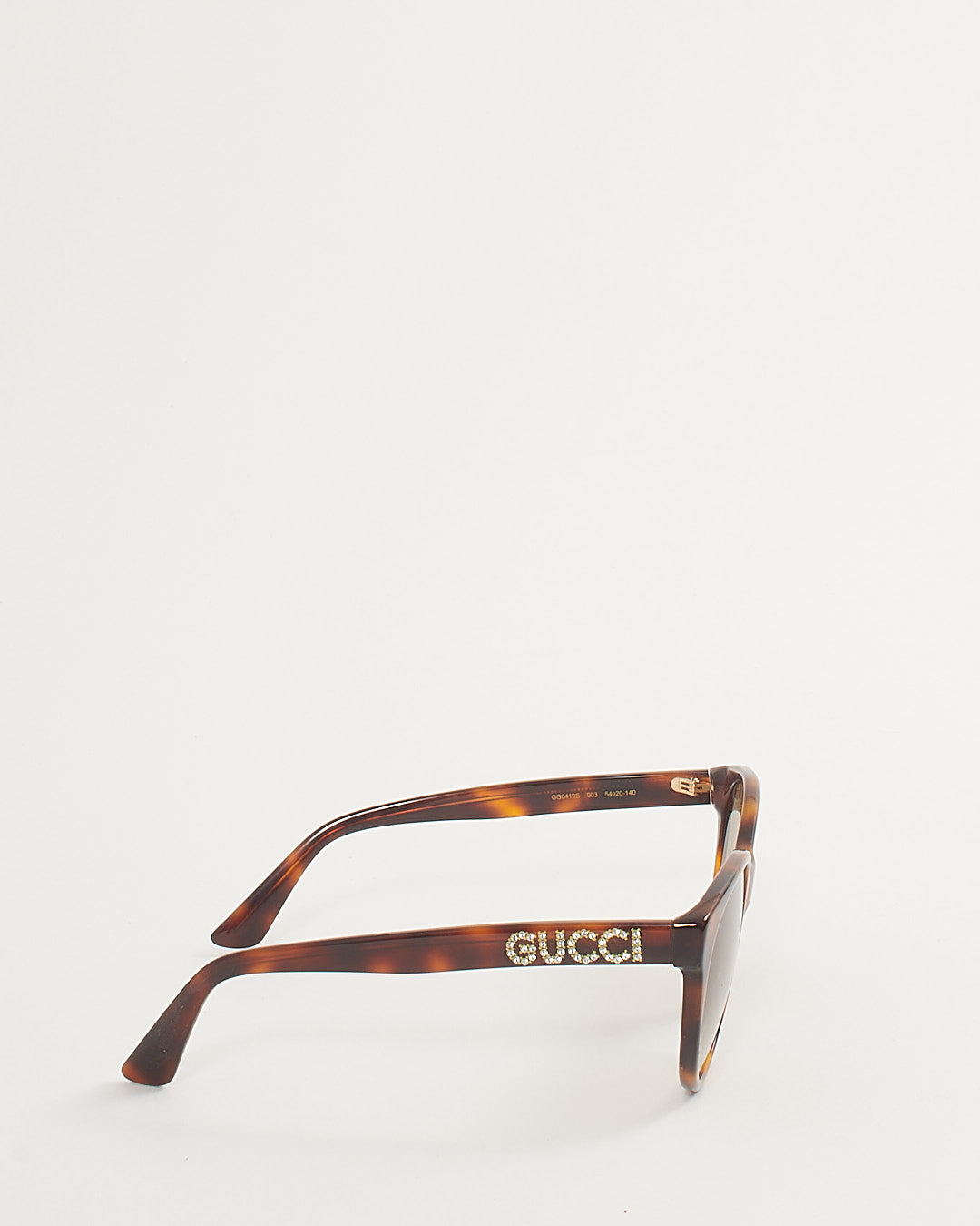 Lunettes de soleil Gucci Havana Cat Eye GG0419S avec logo en cristal