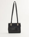 Versace Vintage Black Leather Medusa Head Square Shoulder Bag