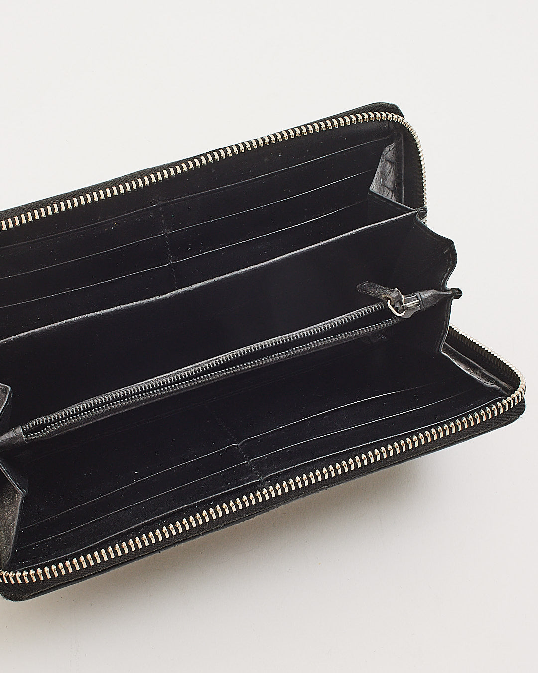 Gucci Black Monogram Imprime Canvas Zipper Long Wallet