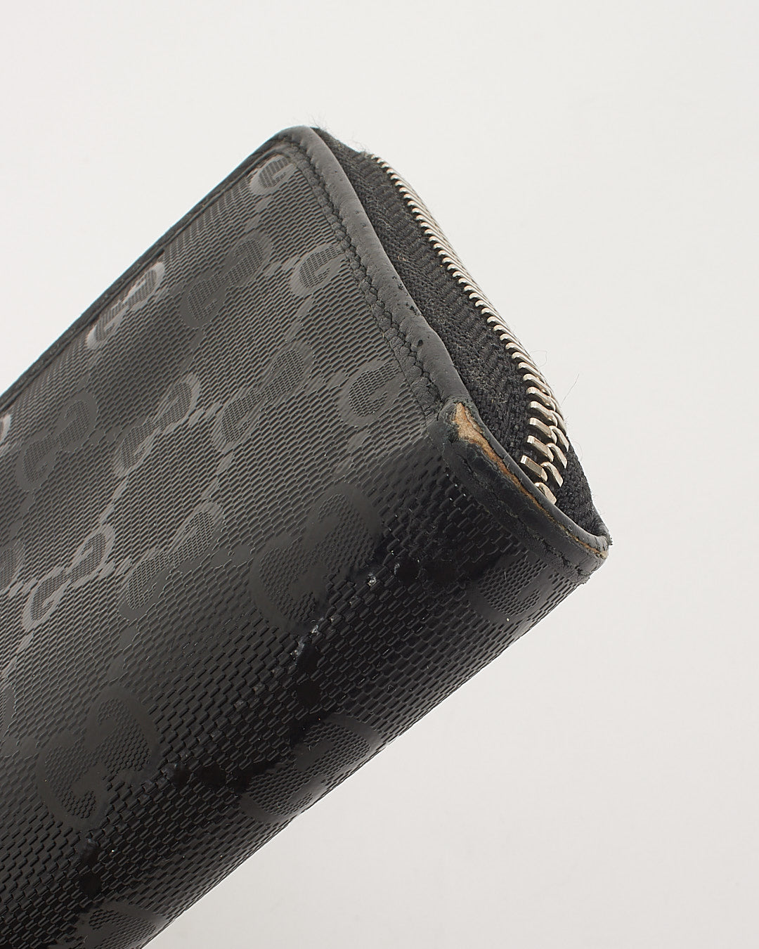 Gucci Black Monogram Imprime Canvas Zipper Long Wallet