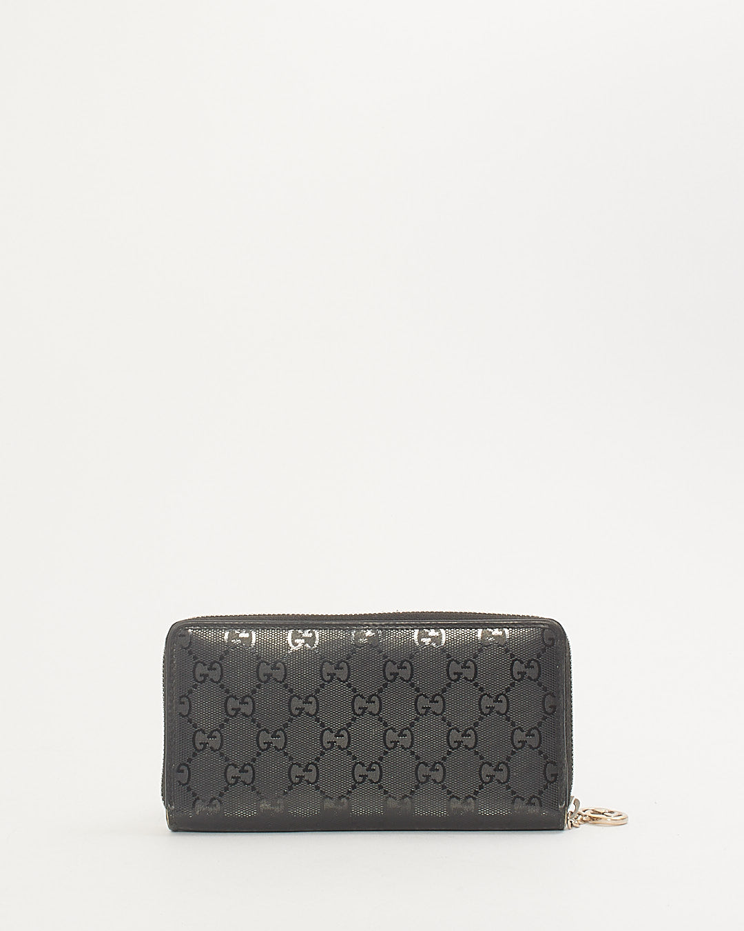 Gucci Black Monogram Imprime Canvas Zipper Long Wallet