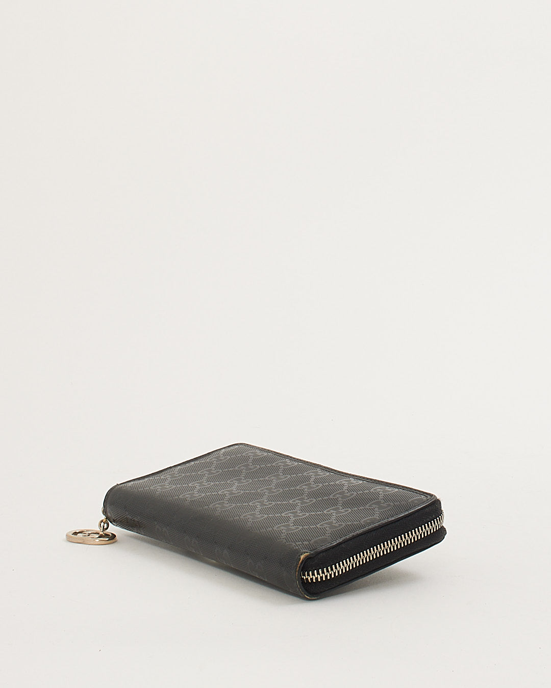 Gucci Black Monogram Imprime Canvas Zipper Long Wallet