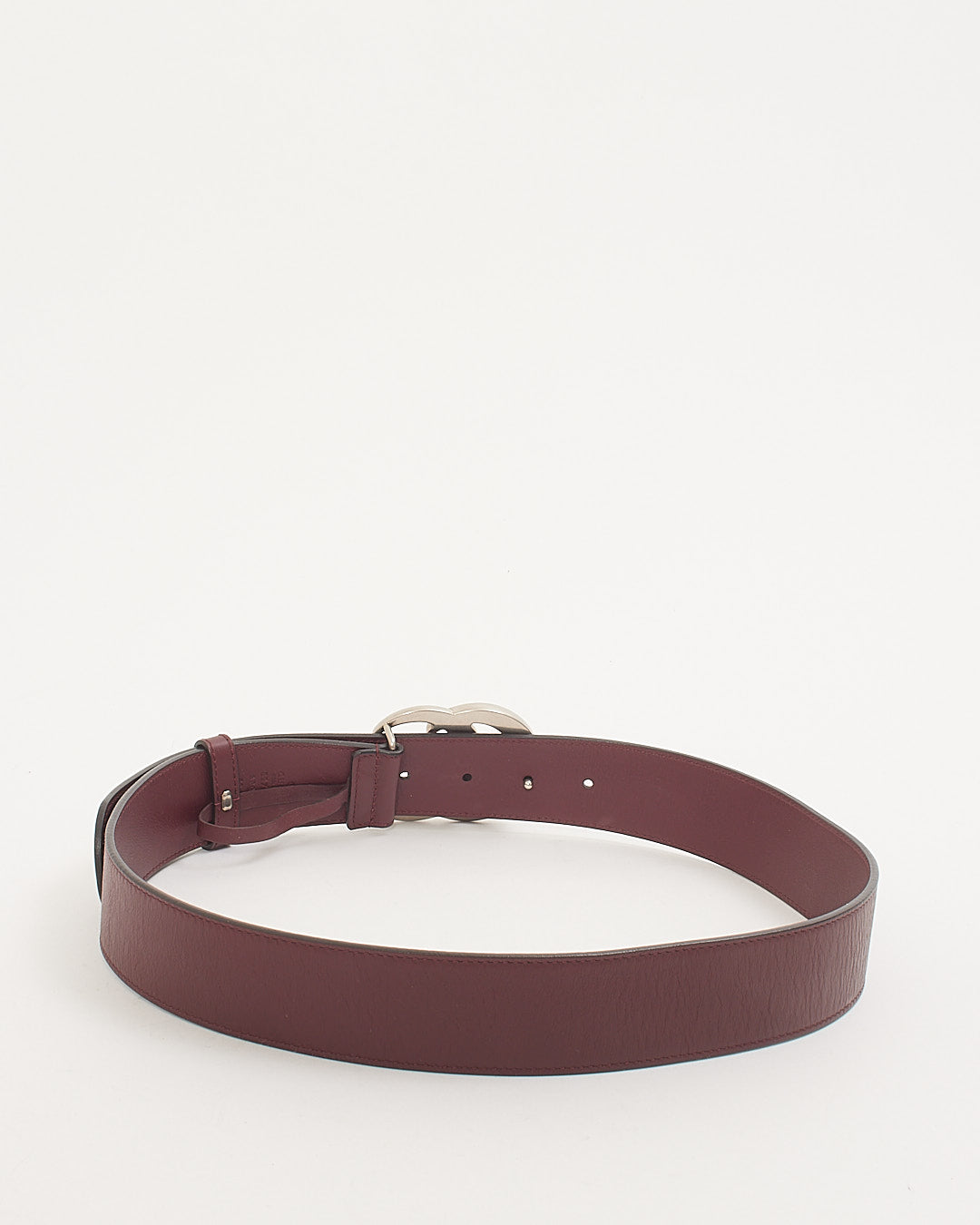 Gucci Burgundy Leather Double G Buckle Marmont Belt - 80/32