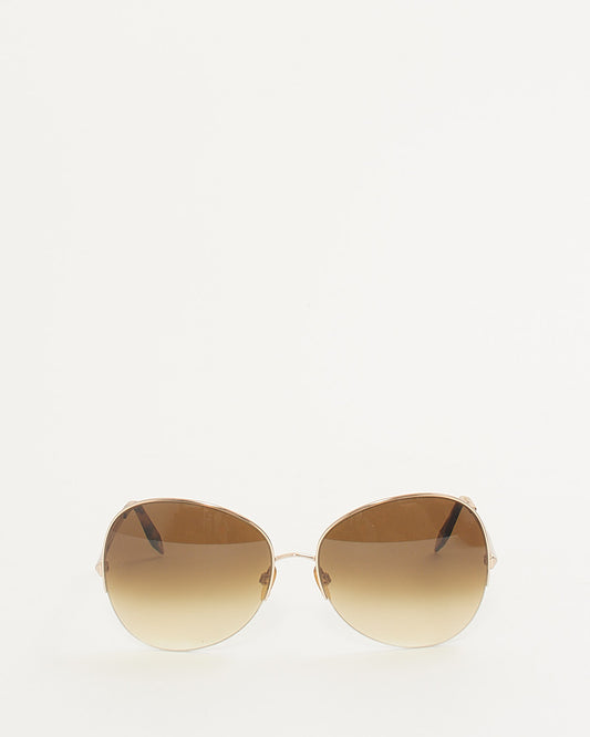 Victoria Beckham Light Tortoise / Champagne Gold Frame Oversize Sunglasses