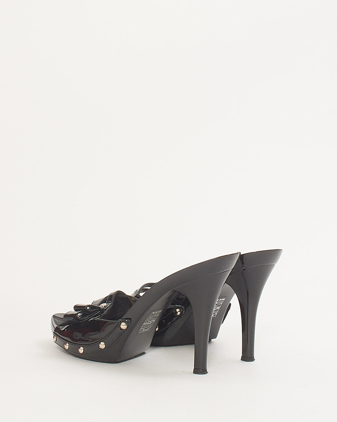 Sandales à talons avec nœud en cuir verni noir Dior - 38,5