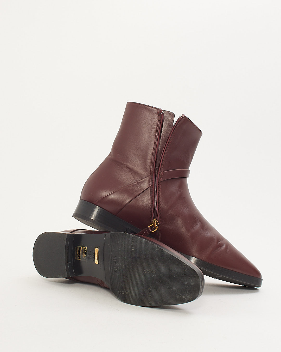 Gucci Vintage Bordeaux GG Elite Calf Leather Boots - 39.5