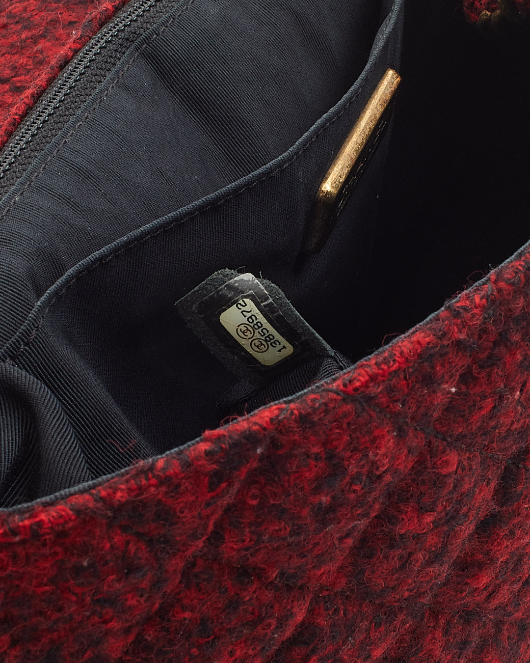 Sac à rabat simple Jumbo en tweed coréen édition spéciale rouge/noir Chanel
