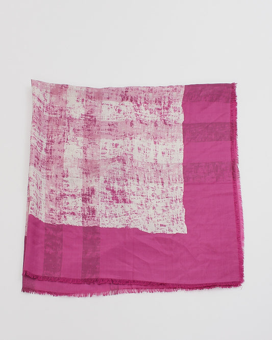 Burberry Pink Wool & Silk Check Scarf