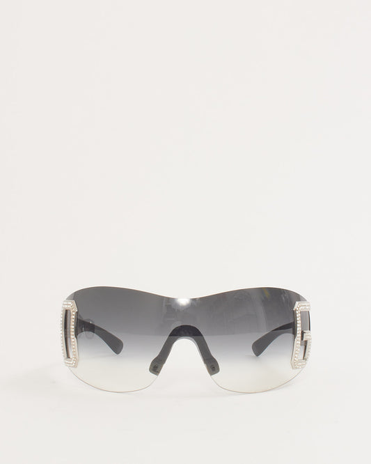 Dolce & Gabbana Black Swarovski Crystal D DG 893S 338 Shield Sunglasses