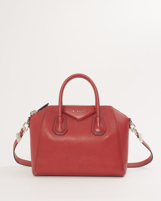 Givenchy Red Pebbled Leather Medium Antigona Bag
