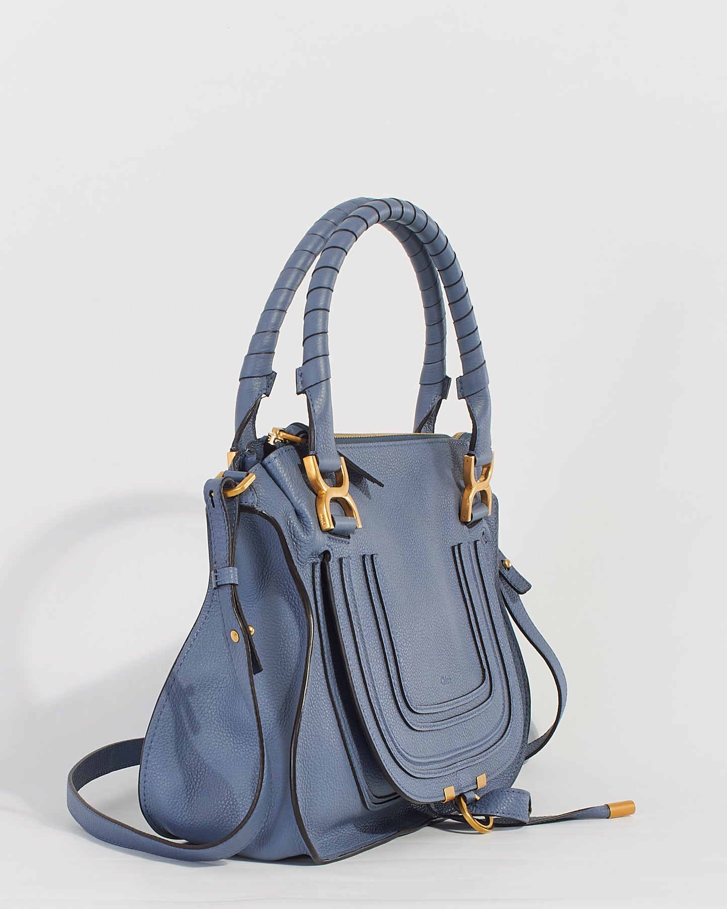 Chloé Blue Leather Small Marcie Leather Shoulder Bag