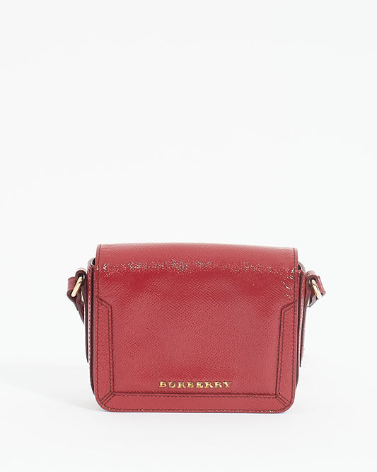 Burberry Red Grained Leather Mini Crossbody Bag