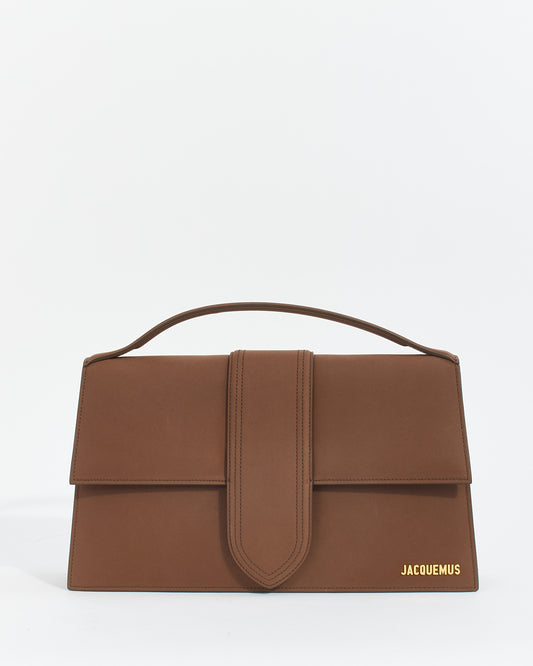 Jacquemus Brown Brushed Leather Le Papier 'Le Bambinou' Shoulder Bag