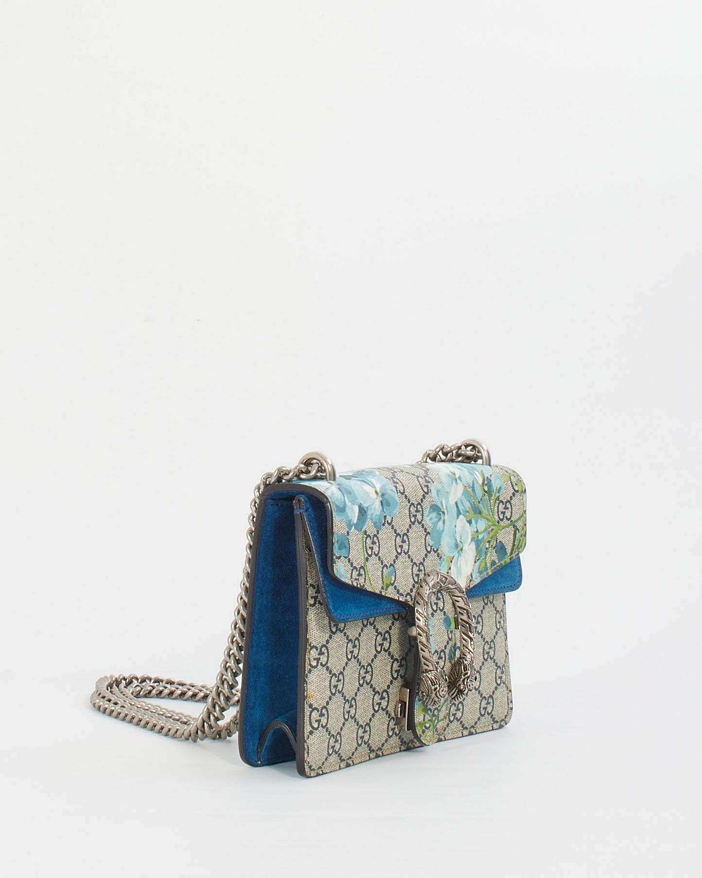 Mini sac en toile bleue Gucci GG Supreme Dionysus Blooms