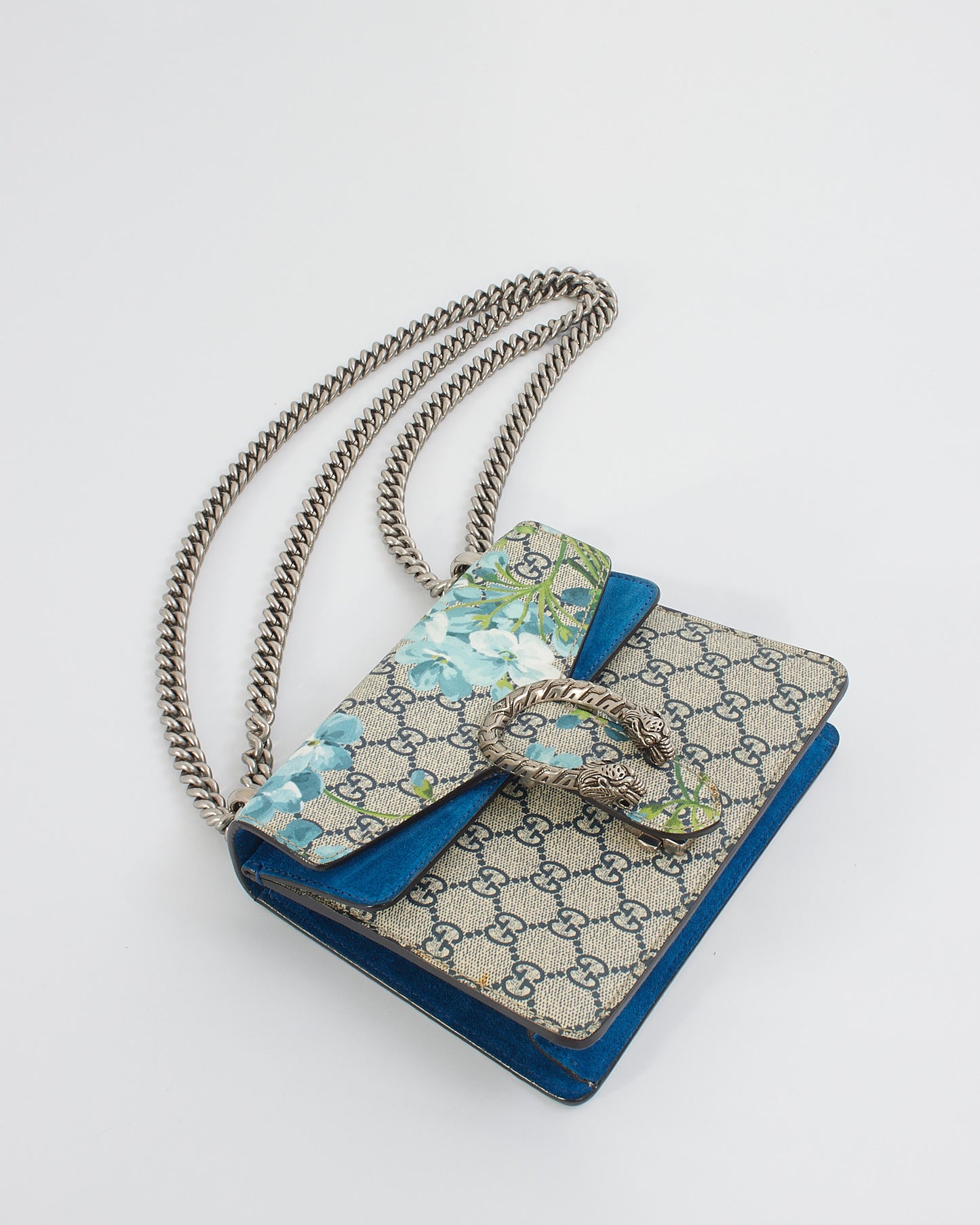 Mini sac en toile bleue Gucci GG Supreme Dionysus Blooms