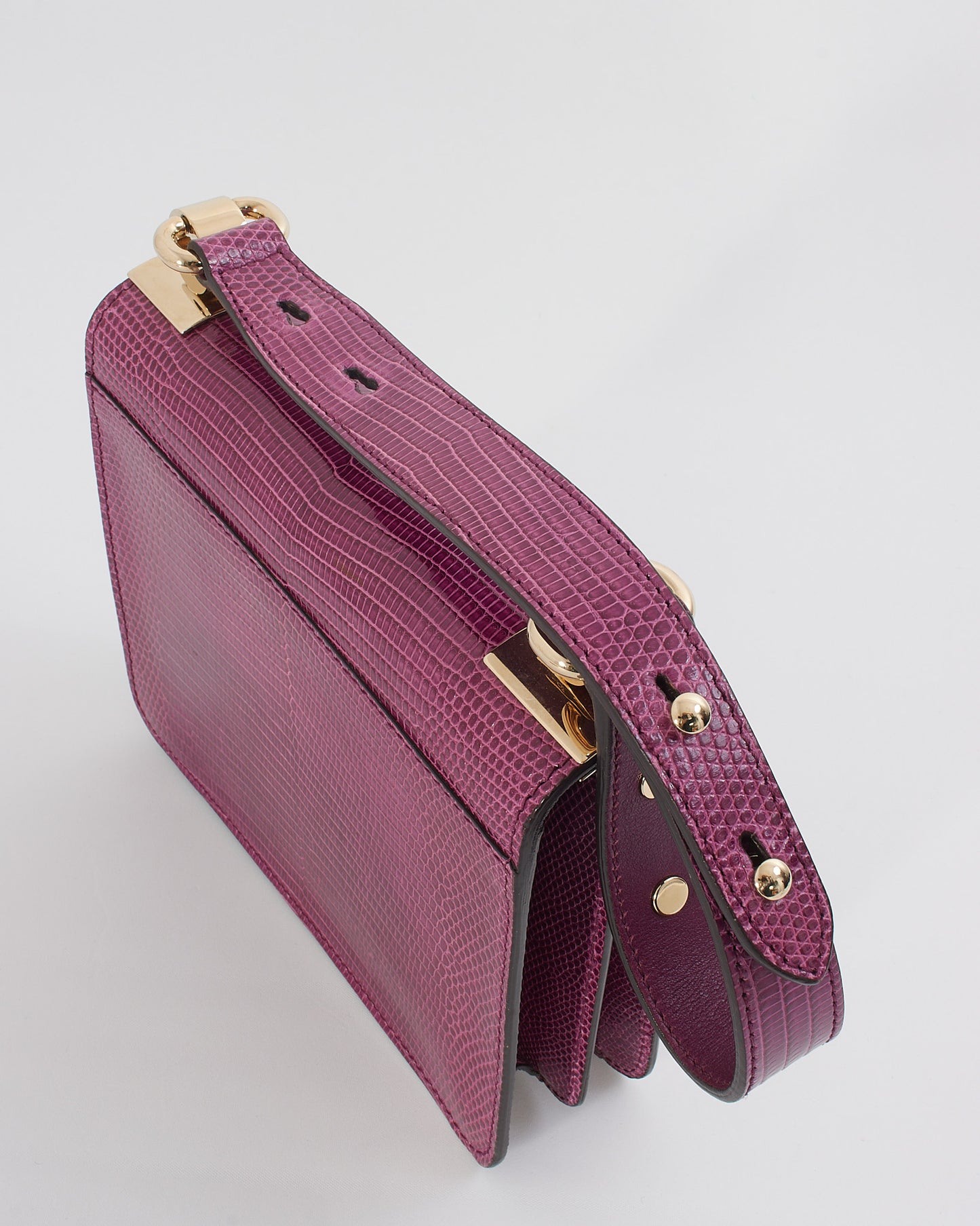 Gucci Purple Lizard 1973 Small Top Handle Bag
