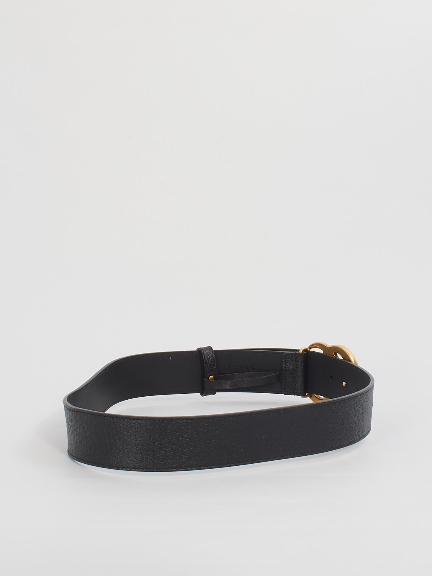 Gucci Black Leather GG Marmont Buckle Belt - 75/30