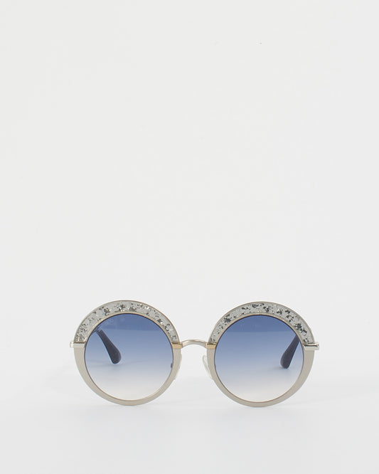 Jimmy Choo Grey Metal with Rhinestones Gotha Oval Sunglasses - 5RLKC