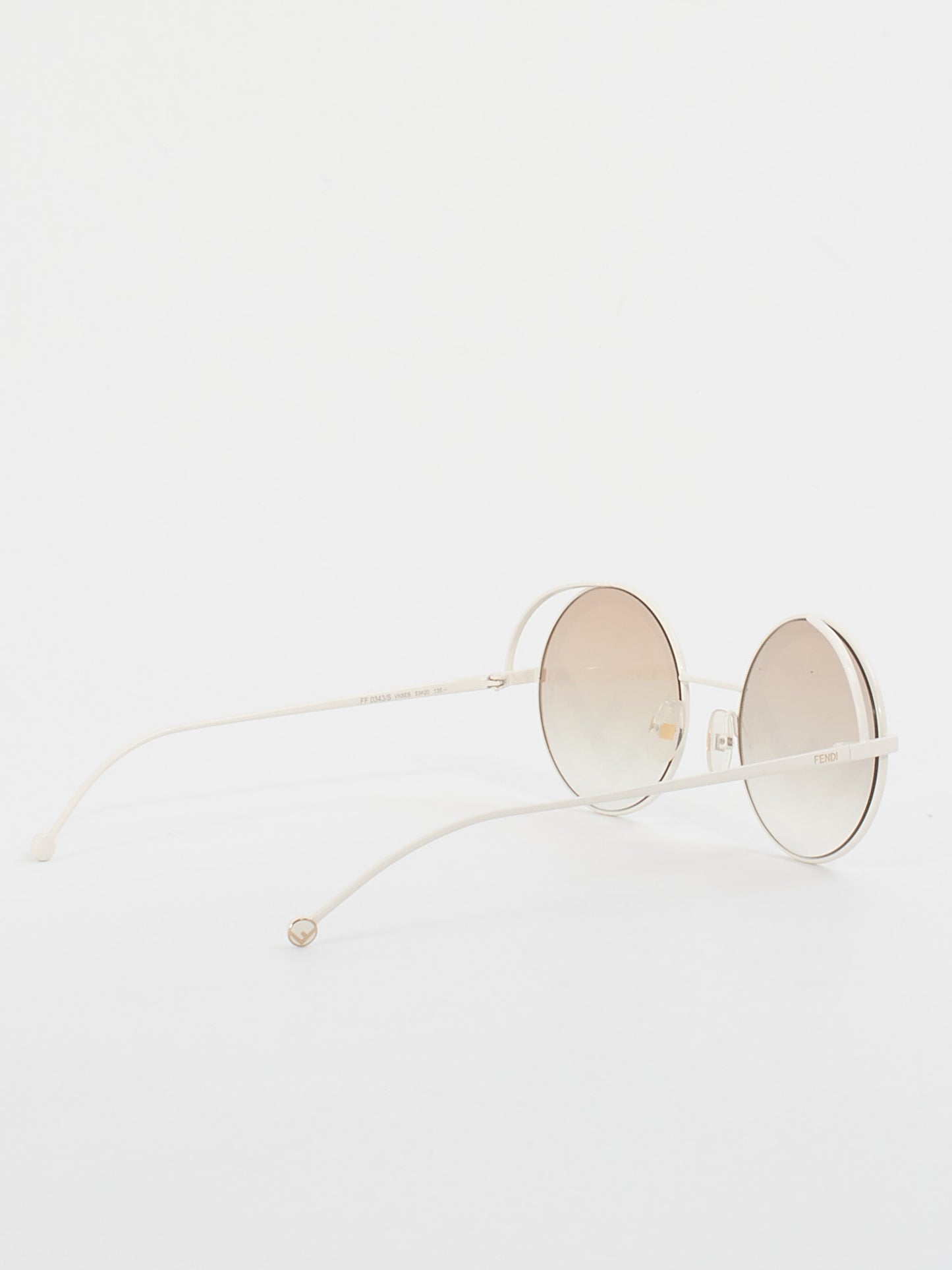 Fendi White Metal Round Logo Lense Sunglasses FF0343