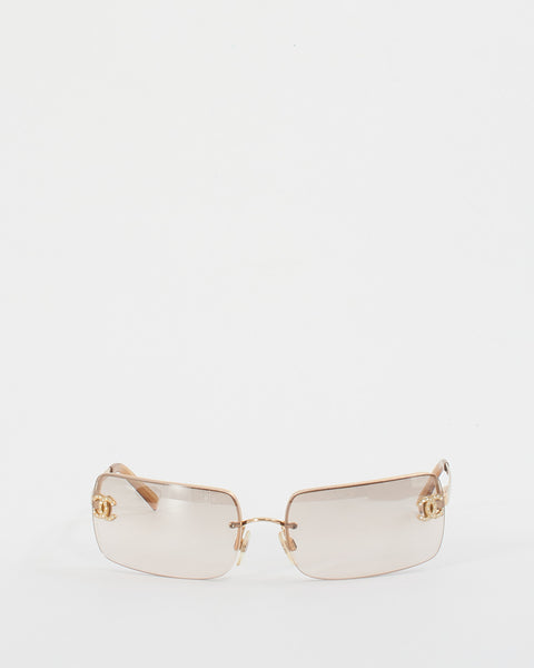 CHANEL Crystal CC Logo Sunglasses 4104-B Gold - clothing