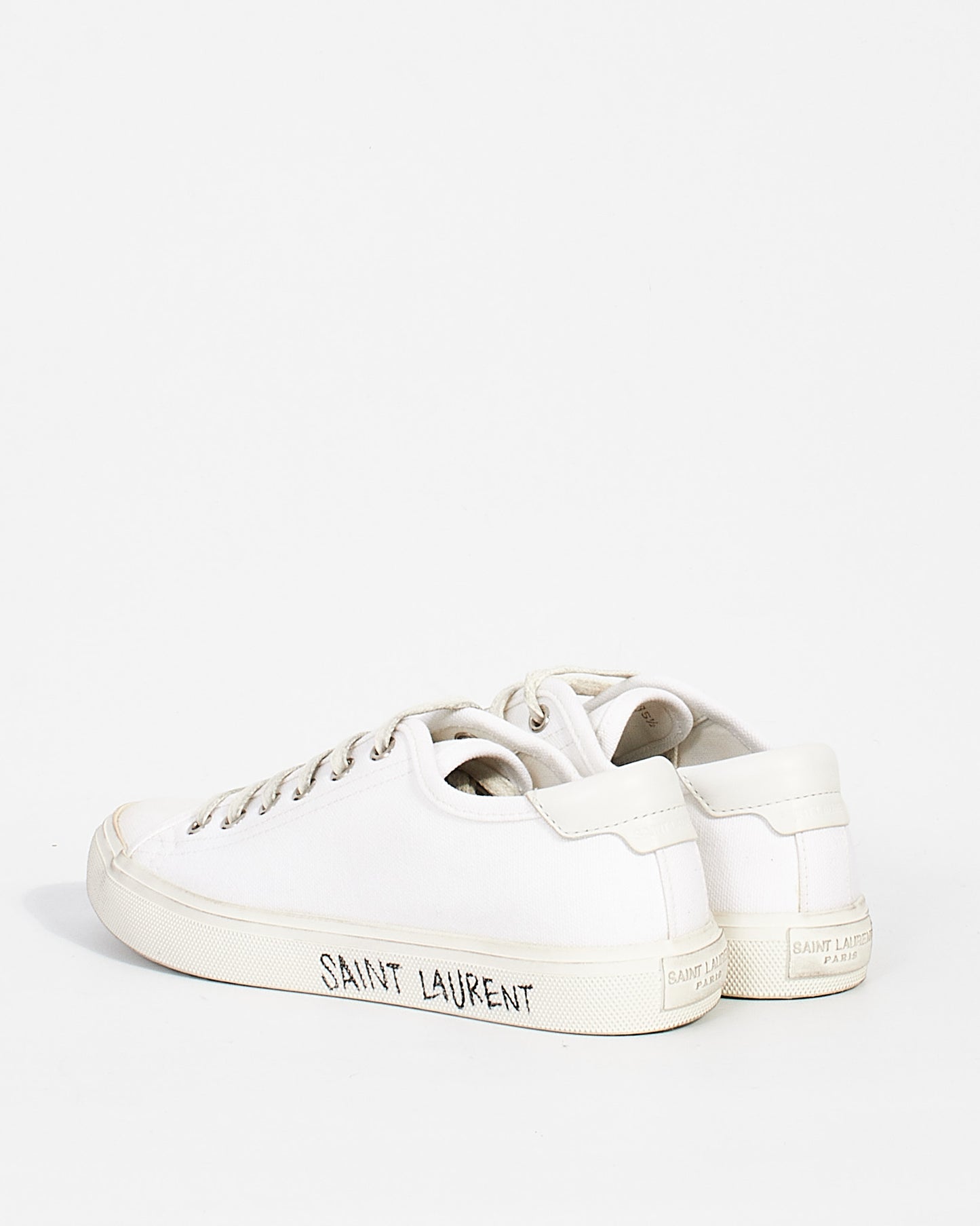 Saint Laurent White Canvas Malibu Low Top Sneakers - 35.5