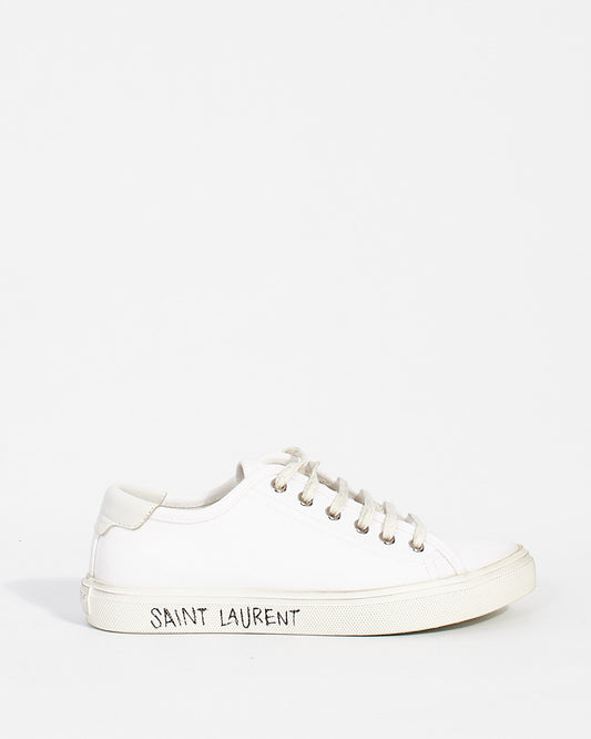 Saint Laurent White Canvas Malibu Low Top Sneakers - 35.5
