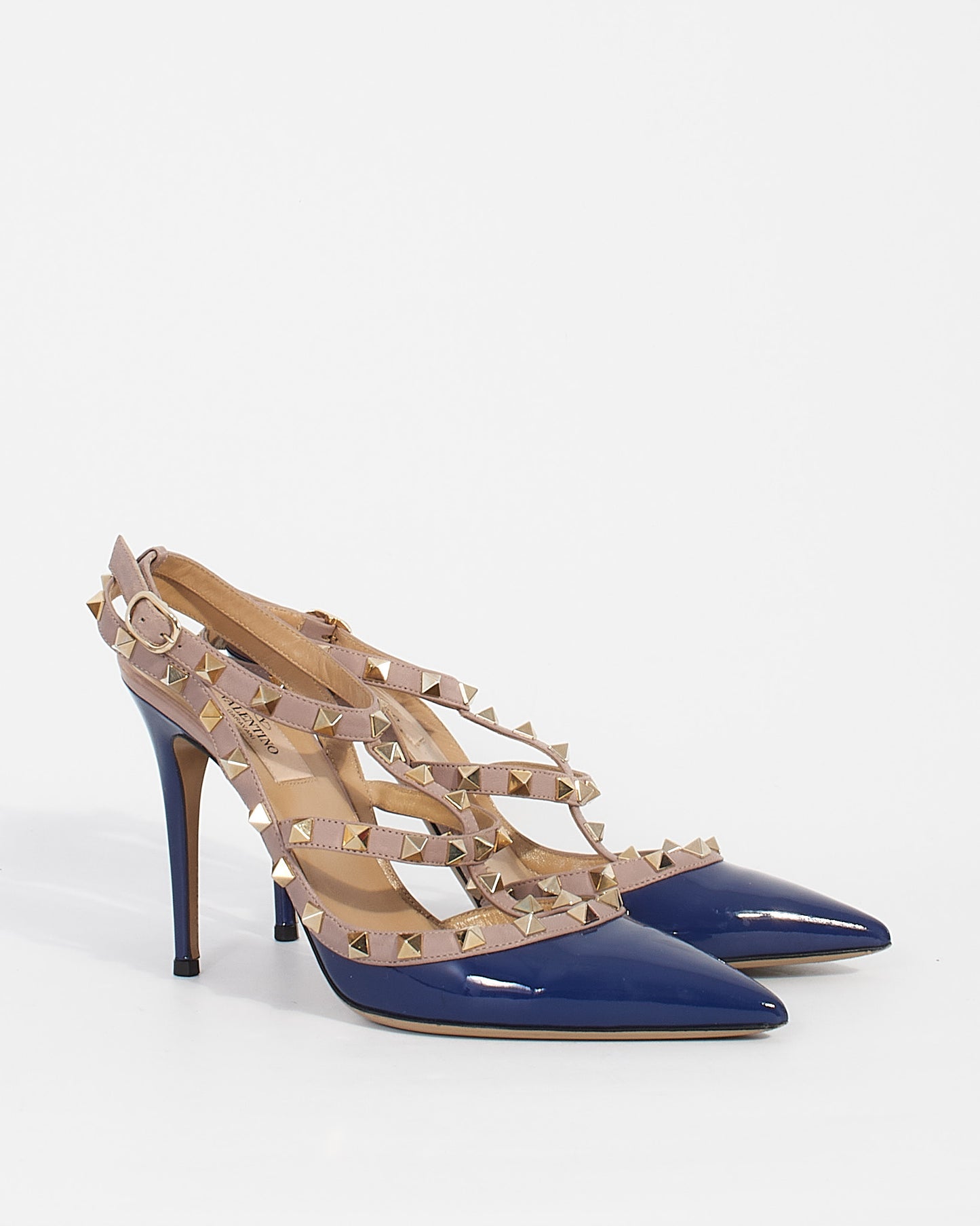 Valentino Blue Patent Leather Rockstud Pumps - 39