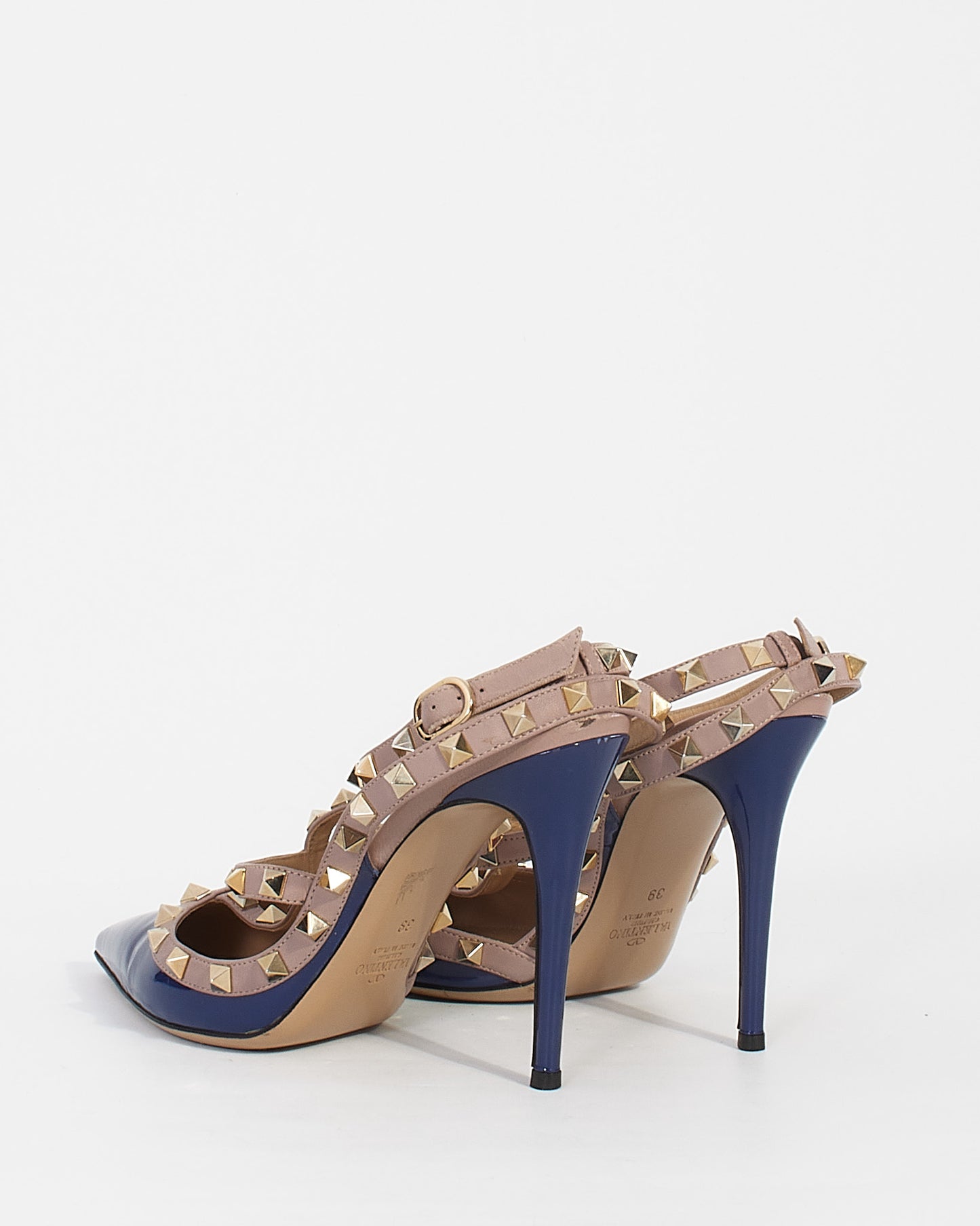 Valentino Blue Patent Leather Rockstud Pumps - 39