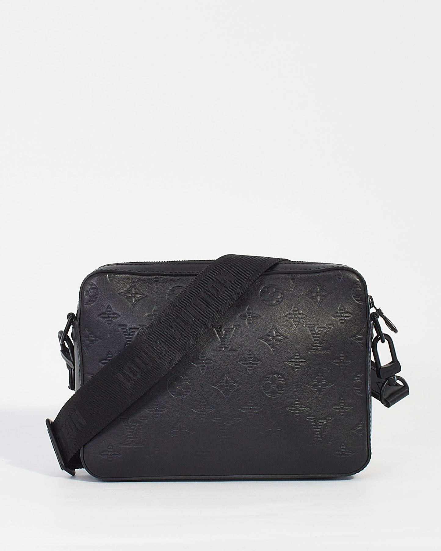 Louis Vuitton Sac messager Duo en cuir noir Monogram Shadow