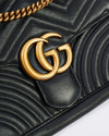 Gucci Black Matelassé Leather Medium GG Marmont Shoulder Bag
