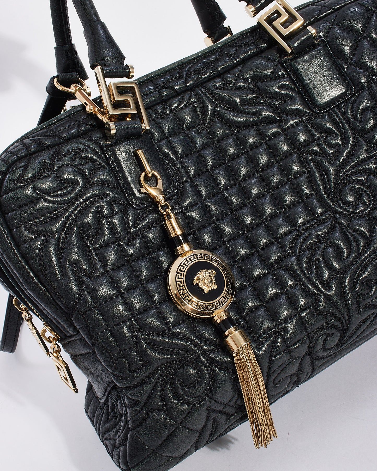 Versace Black Vanitas' Leather Convertible Tote