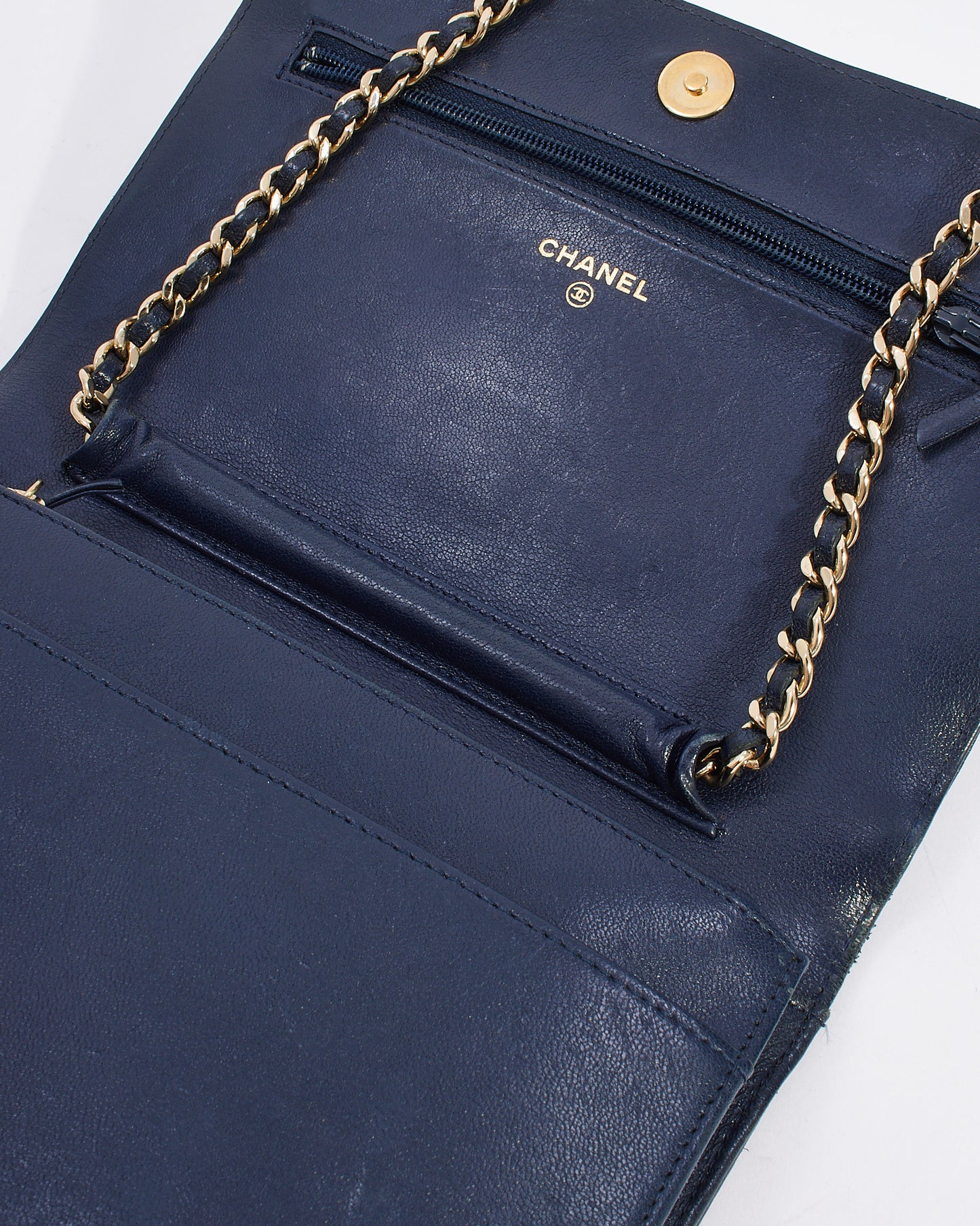 Chanel Navy Leather Mademoiselle Flap Wallet on Chain Bag