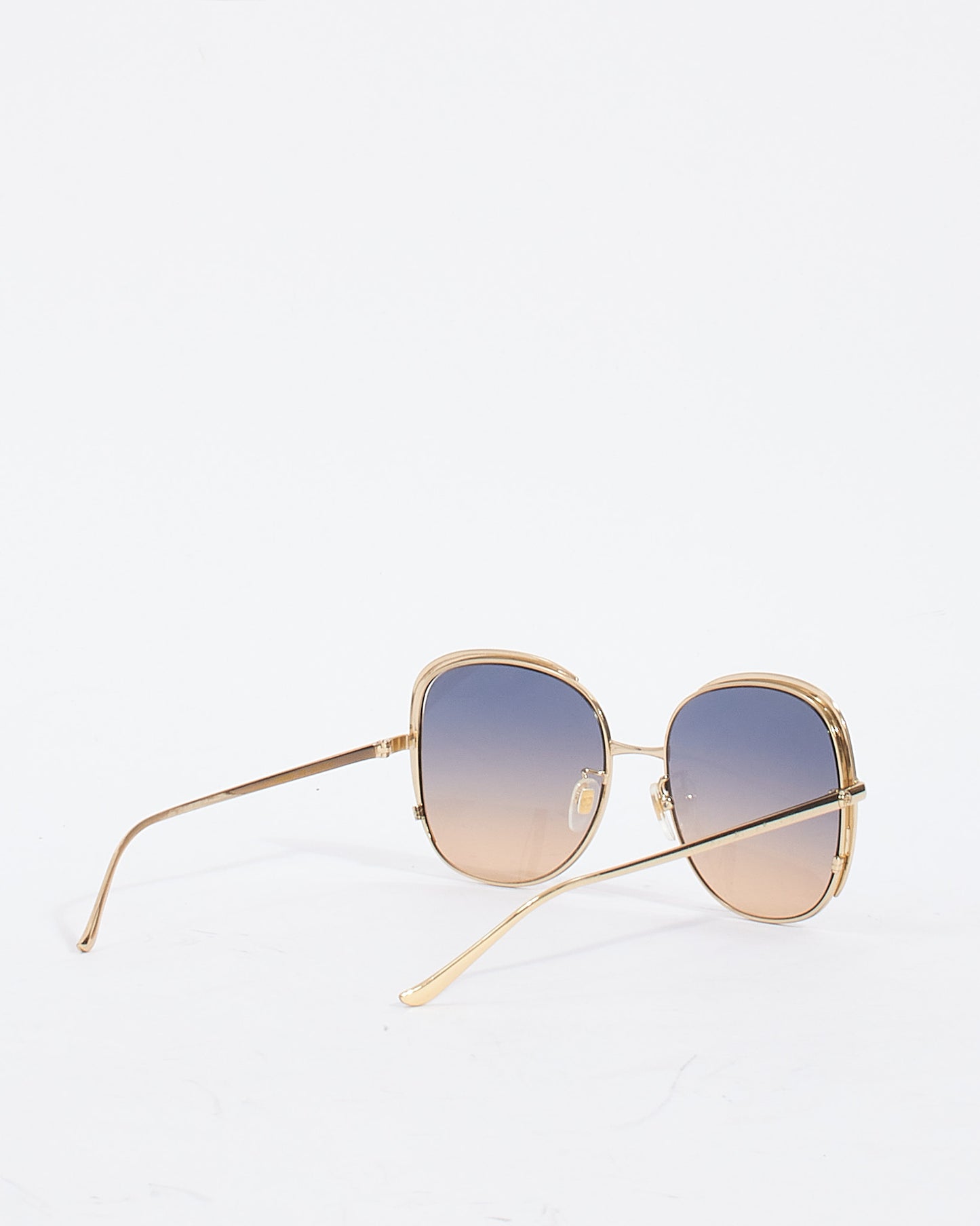 Gucci Gold Metal Blue Glitter GG0400S Oversize Sunglasses
