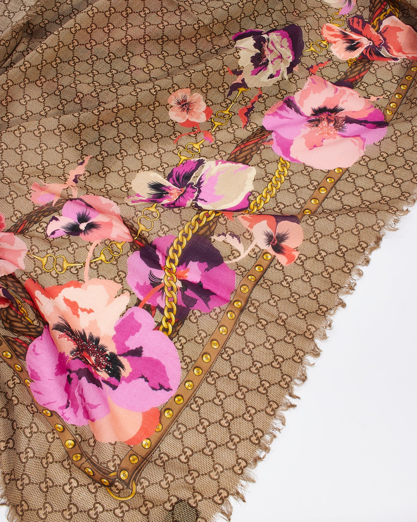 Gucci Floral Monogram Wool Shawl/Scarf