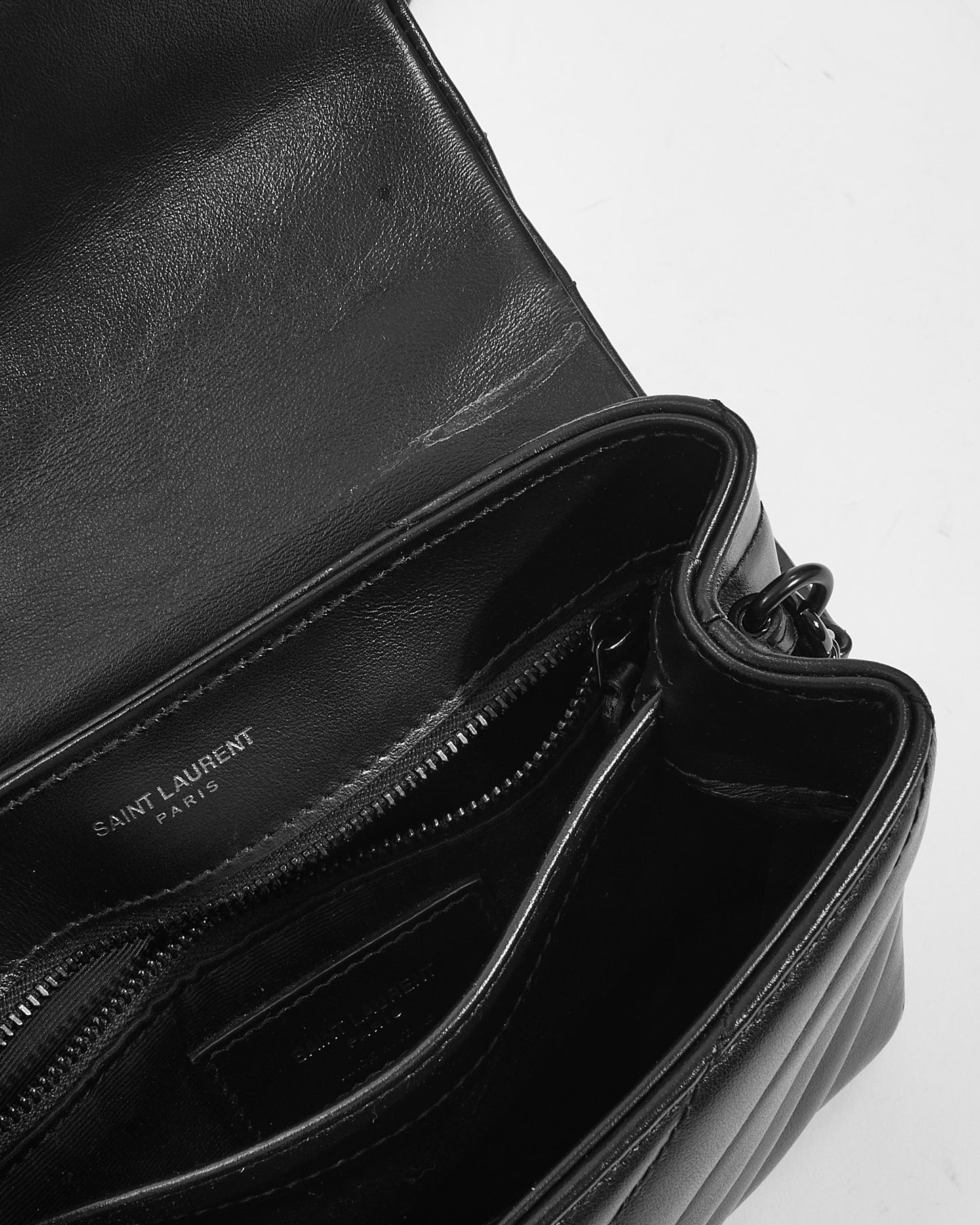 Saint Laurent Black Leather Toy Loulou Shoulder Bag