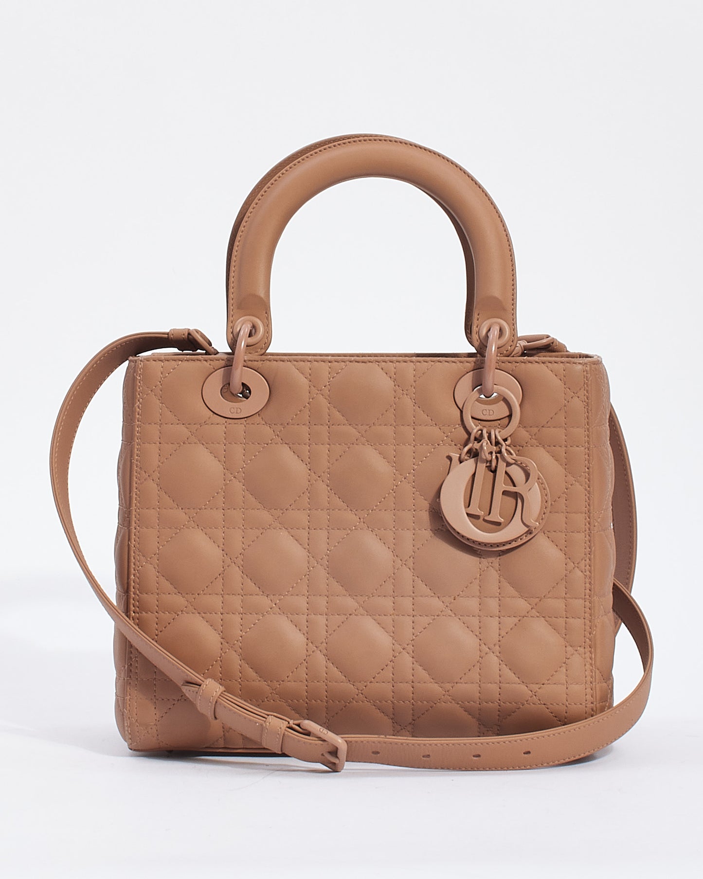 Dior Blush Cannage Calfskin Leather Medium Ultramatte Lady Dior Bag