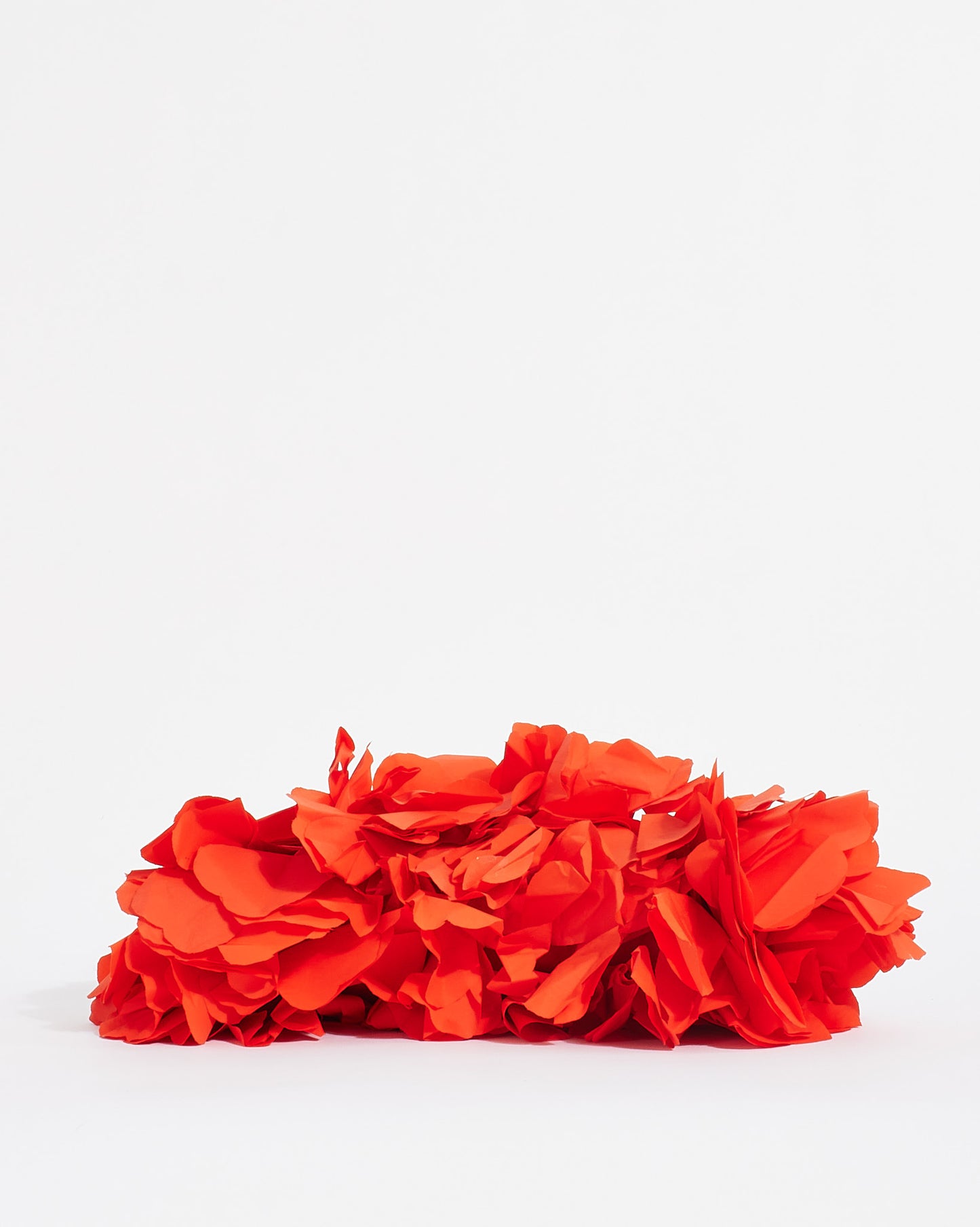 Marni Red Nylon Flower Ruffle Top Handle Clutch