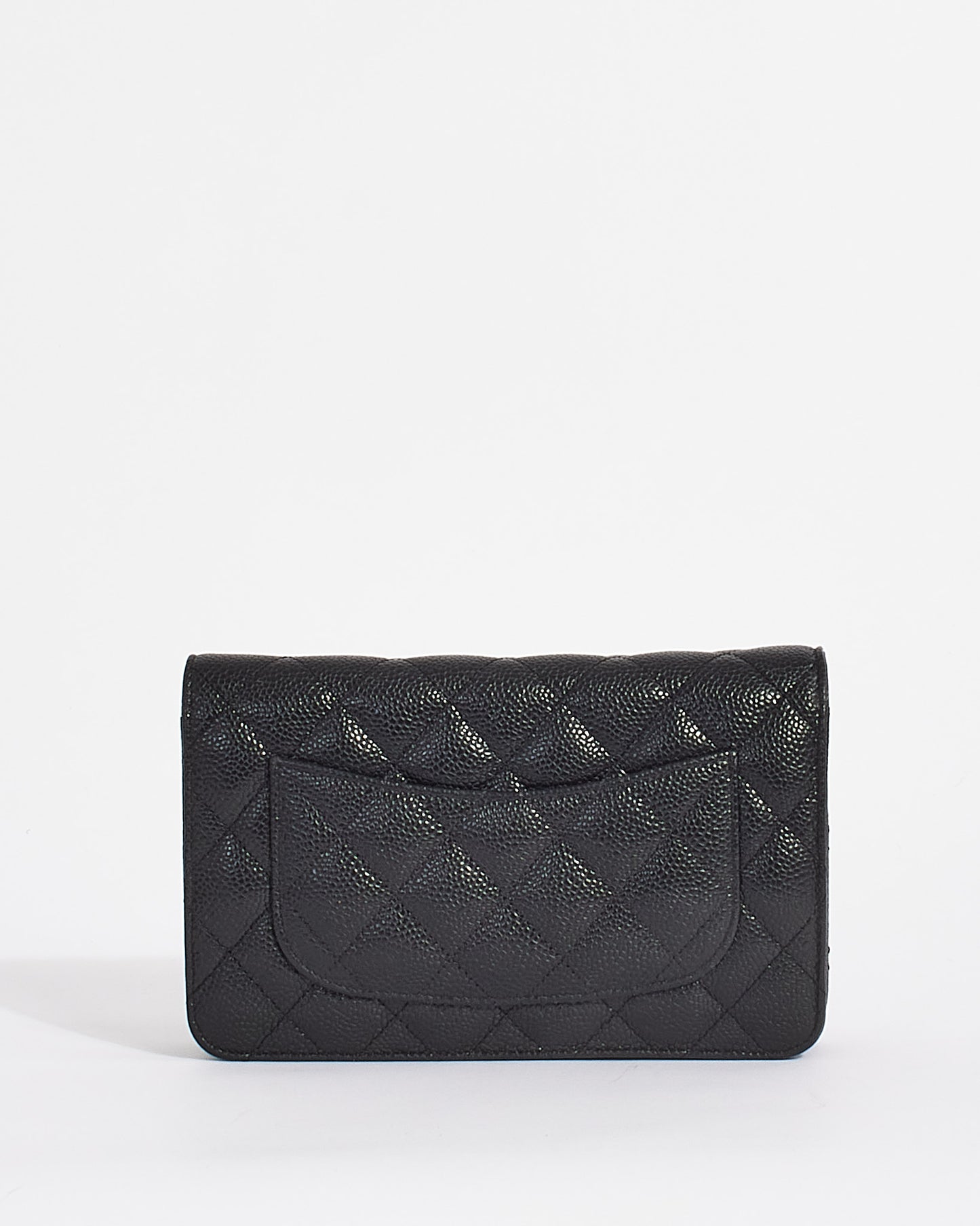 Chanel Black Caviar Leather Quilted Wallet on Chain Bag SHW