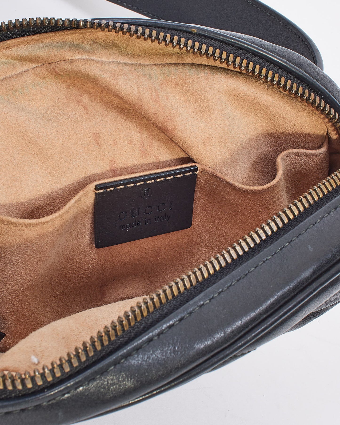 Gucci Black Matelassé Leather GG Marmont Belt Bag - 85/34