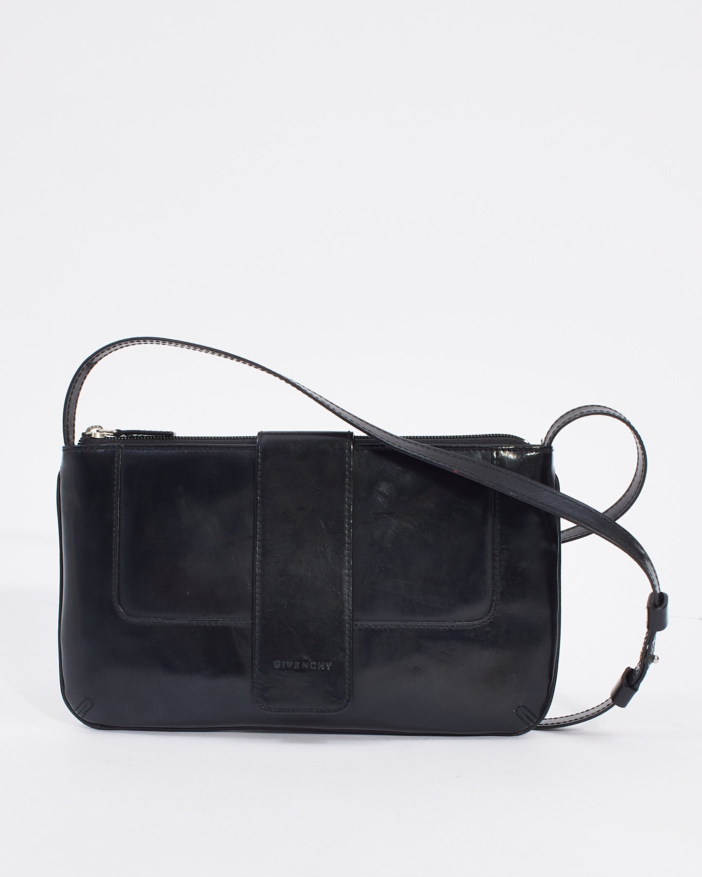 Givenchy Vintage Black Patent Leather Logo Shoulder Bag