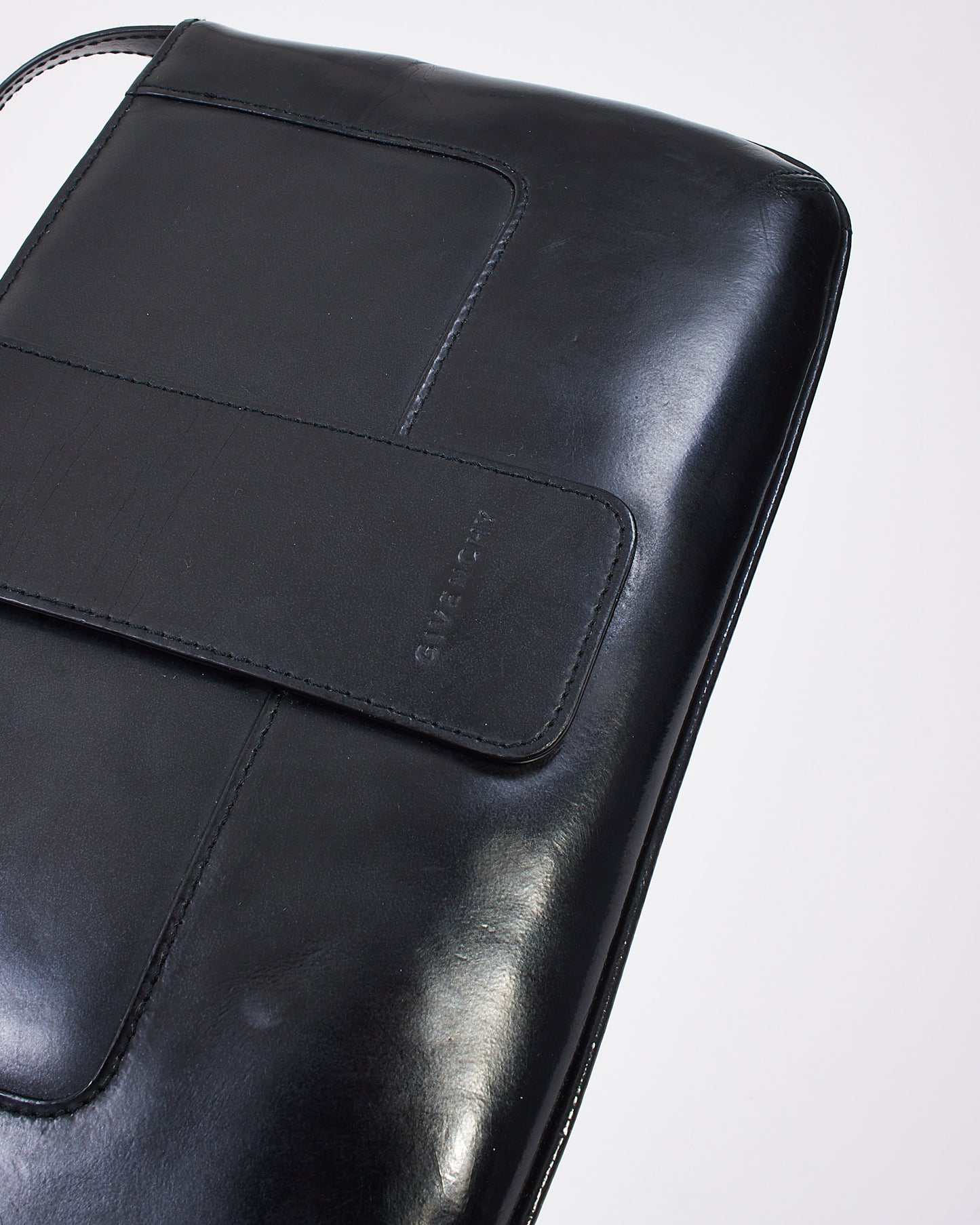 Givenchy Vintage Black Patent Leather Logo Shoulder Bag